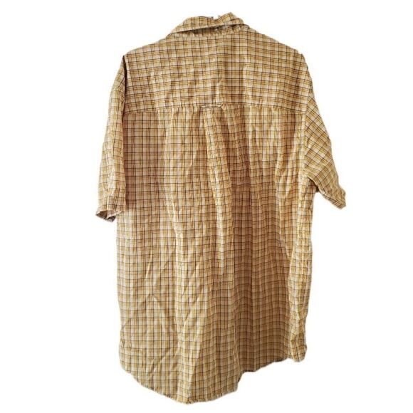 Chaps Easy Care Men's Yellow Check Short Sleeve Button Down Shirt - Picture 2 of 3